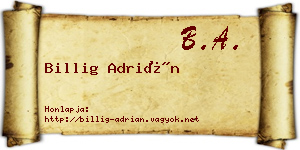 Billig Adrián névjegykártya